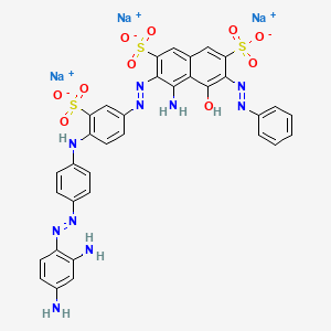 molecular formula C34H25N10Na3O10S3 B14460829 Trisodium 4-amino-3-((4-((4-((2,4-diaminophenyl)azo)phenyl)amino)-3-sulphonatophenyl)azo)-5-hydroxy-6-(phenylazo)naphthalene-2,7-disulphonate CAS No. 72906-15-1