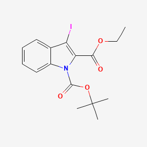 molecular formula C16H18INO4 B1446084 1-tert-Butyl 2-ethyl 3-iodo-1H-indole-1,2-dicarboxylate CAS No. 1438281-33-4