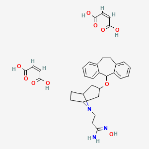 molecular formula C33H39N3O10 B14460851 Tropane-8-propionamide, 3-(10,11-dihydro-5H-dibenzo(a,d)cyclohepten-5-yloxy), oxime, di(hydrogen maleate) CAS No. 73953-98-7