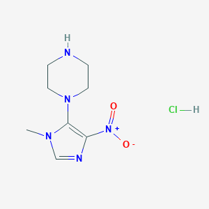 molecular formula C8H14ClN5O2 B1446087 1-(1-methyl-4-nitro-1H-imidazol-5-yl)piperazine hydrochloride CAS No. 1803597-09-2