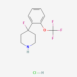 molecular formula C12H14ClF4NO B1446088 4-Fluoro-4-[2-(trifluoromethoxy)phenyl]piperidine hydrochloride CAS No. 1803598-94-8
