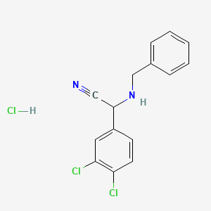 molecular formula C15H13Cl3N2 B1446092 2-(Benzylamino)-2-(3,4-dichlorophenyl)acetonitrile hydrochloride CAS No. 1440535-45-4