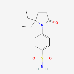 molecular formula C14H20N2O3S B14460939 Benzenesulfonamide, 4-(2,2-diethyl-5-oxo-1-pyrrolidinyl)- CAS No. 67731-60-6