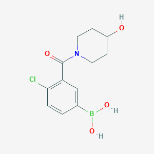 molecular formula C12H15BClNO4 B1446102 (4-Chloro-3-(4-hydroxypiperidine-1-carbonyl)phenyl)boronic acid CAS No. 1704080-30-7