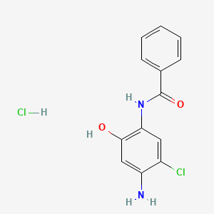 molecular formula C13H12Cl2N2O2 B14461026 Benzamide, N-(4-amino-5-chloro-2-hydroxyphenyl)-, monohydrochloride CAS No. 66142-16-3