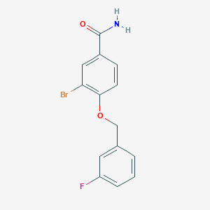 molecular formula C14H11BrFNO2 B1446104 3-Bromo-4-((3-fluorobenzyl)oxy)benzamide CAS No. 1706457-34-2