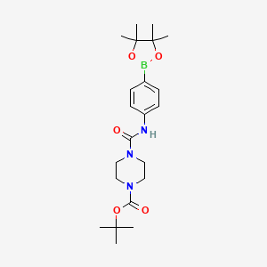 molecular formula C22H34BN3O5 B1446105 Tert-butyl 4-((4-(4,4,5,5-tetramethyl-1,3,2-dioxaborolan-2-yl)phenyl)carbamoyl)piperazine-1-carboxylate CAS No. 1704068-57-4