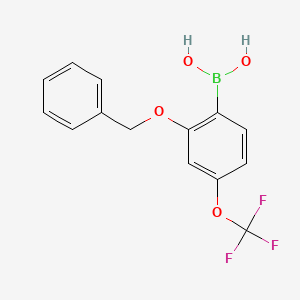 molecular formula C14H12BF3O4 B1446107 (2-(苄氧基)-4-(三氟甲氧基)苯基)硼酸 CAS No. 1704064-19-6