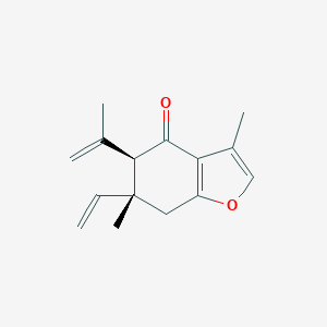molecular formula C15H18O2 B144611 (5S,6S)-6-ethenyl-3,6-dimethyl-5-prop-1-en-2-yl-5,7-dihydro-1-benzofuran-4-one CAS No. 20493-56-5