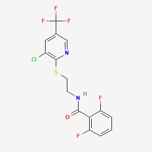 molecular formula C15H10ClF5N2OS B1446111 N-(2-{[3-chloro-5-(trifluoromethyl)pyridin-2-yl]sulfanyl}ethyl)-2,6-difluorobenzamide CAS No. 1708126-04-8