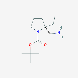 molecular formula C12H24N2O2 B1446121 tert-butyl (2R)-2-(aminomethyl)-2-ethylpyrrolidine-1-carboxylate CAS No. 1630815-53-0