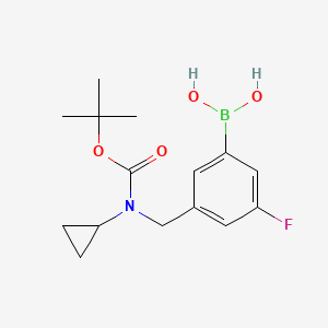 molecular formula C15H21BFNO4 B1446128 (3-(((Tert-butoxycarbonyl)(cyclopropyl)amino)methyl)-5-fluorophenyl)boronic acid CAS No. 1704063-72-8