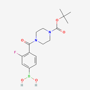molecular formula C16H22BFN2O5 B1446134 4-(4-(Tert-butoxycarbonyl)piperazine-1-carbonyl)-3-fluorophenylboronic acid CAS No. 1704069-67-9