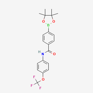 molecular formula C20H21BF3NO4 B1446135 4-(4,4,5,5-tetramethyl-1,3,2-dioxaborolan-2-yl)-N-(4-(trifluoromethoxy)phenyl)benzamide CAS No. 1704069-18-0