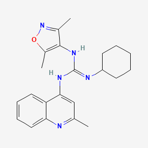molecular formula C22H27N5O B14461516 N-Cyclohexyl-N'-(3,5-dimethyl-4-isoxazolyl)-N''-(2-methyl-4-quinolinyl)guanidine CAS No. 71079-30-6
