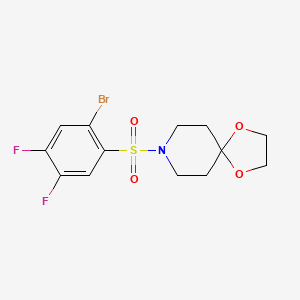 molecular formula C13H14BrF2NO4S B1446156 8-((2-Bromo-4,5-difluorophenyl)sulfonyl)-1,4-dioxa-8-azaspiro[4.5]decane CAS No. 1704065-68-8