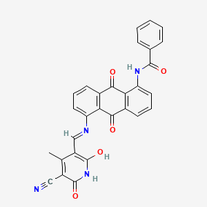 molecular formula C29H18N4O5 B14461560 Benzamide, N-[5-[[(5-cyano-1,2-dihydro-6-hydroxy-4-methyl-2-oxo-3-pyridinyl)methylene]amino]-9,10-dihydro-9,10-dioxo-1-anthracenyl]- CAS No. 71786-66-8