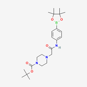 molecular formula C23H36BN3O5 B1446161 Tert-butyl 4-(2-oxo-2-((4-(4,4,5,5-tetramethyl-1,3,2-dioxaborolan-2-yl)phenyl)amino)ethyl)piperazine-1-carboxylate CAS No. 1704120-87-5