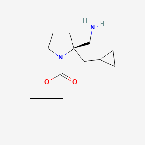 molecular formula C14H26N2O2 B1446163 叔丁基 (2R)-2-(氨甲基)-2-(环丙基甲基)吡咯烷-1-羧酸酯 CAS No. 1630815-49-4