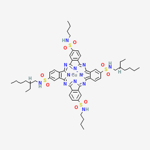 molecular formula C56H68CuN12O8S4 B14461639 Copper, (N2,N16-dibutyl-N9,N23-bis(2-ethylhexyl)-29H,31H-phthalocyanine-2,9,16,23-tetrasulfonamidato(2-)-kappaN29,kappaN30,kappaN31,kappaN32)-, (SP-4-1)- CAS No. 71566-25-1