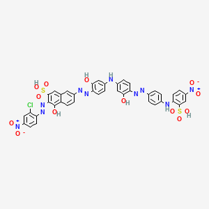 molecular formula C40H27ClN10O13S2 B14461746 2-Naphthalenesulfonic acid, 3-((2-chloro-4-nitrophenyl)azo)-4-hydroxy-7-((2-hydroxy-4-((3-hydroxy-4-((4-((4-nitro-2-sulfophenyl)amino)phenyl)azo)phenyl)amino)phenyl)azo)- CAS No. 72139-00-5