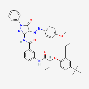 molecular formula C43H50N6O5 B14461781 Benzamide, 3-((2-(2,4-bis(1,1-dimethylpropyl)phenoxy)-1-oxobutyl)amino)-N-(4,5-dihydro-4-((4-methoxyphenyl)azo)-5-oxo-1-phenyl-1H-pyrazol-3-yl)- CAS No. 66266-85-1