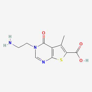 molecular formula C10H11N3O3S B1446190 3-(2-Aminoethyl)-5-methyl-4-oxo-3,4-dihydrothieno[2,3-d]pyrimidine-6-carboxylic acid CAS No. 1955548-01-2