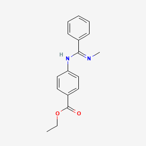 molecular formula C17H18N2O2 B14462029 ethyl 4-[(N-methyl-C-phenylcarbonimidoyl)amino]benzoate CAS No. 69371-66-0