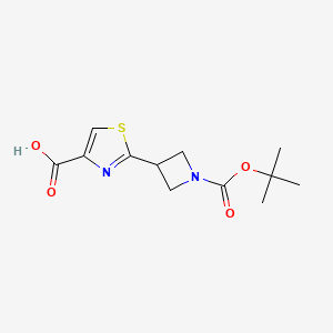 molecular formula C12H16N2O4S B1446215 2-(1-(叔丁氧羰基)氮杂环丁-3-基)噻唑-4-羧酸 CAS No. 2089876-66-2