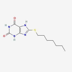 molecular formula C12H18N4O2S B14462312 Xanthine, 8-(heptylthio)- CAS No. 73840-30-9