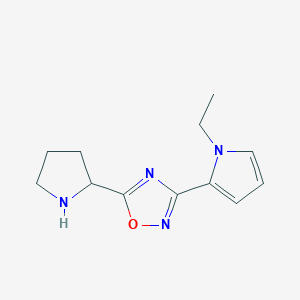molecular formula C12H16N4O B1446232 3-(1-ethyl-1H-pyrrol-2-yl)-5-(pyrrolidin-2-yl)-1,2,4-oxadiazole CAS No. 1955522-92-5