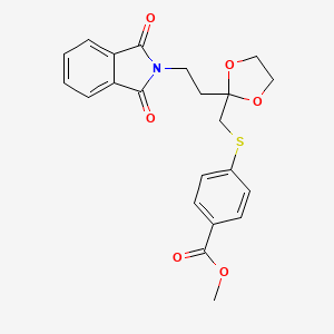 molecular formula C22H21NO6S B14462320 Methyl 4-[[2-[2-(1,3-dioxoisoindol-2-yl)ethyl]-1,3-dioxolan-2-yl]methylsulfanyl]benzoate CAS No. 67426-02-2