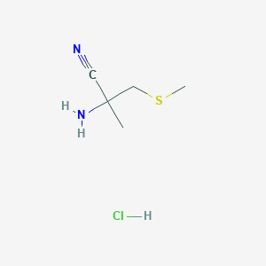 molecular formula C5H11ClN2S B1446234 2-Amino-2-methyl-3-(methylthio)propanenitrile hydrochloride CAS No. 1803593-45-4