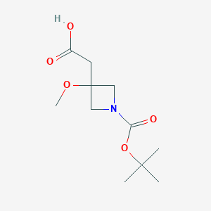 molecular formula C11H19NO5 B1446243 2-(1-(tert-Butoxycarbonyl)-3-methoxyazetidin-3-yl)acetic acid CAS No. 1445951-15-4