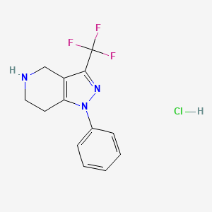 molecular formula C13H13ClF3N3 B1446247 4,5,6,7-Tetrahydro-1-phenyl-3-(trifluoromethyl)pyrazolo-[4,3-c]-pyridine, hydrochloride CAS No. 1820613-72-6