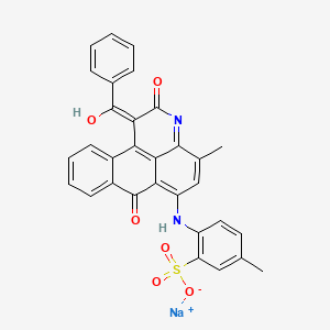 molecular formula C31H21N2NaO6S B14462569 Benzenesulfonic acid, 2-((1-benzoyl-2,7-dihydro-4-methyl-2,7-dioxo-3H-dibenz(f,ij)isoquinolin-6-yl)amino)-5-methyl-, monosodium salt CAS No. 72152-48-8