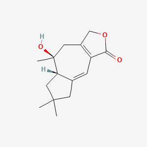molecular formula C15H20O3 B14462656 Azuleno(5,6-c)furan-3(1H)-one, 5,6,7,7a,8,9-hexahydro-8-hydroxy-6,6,8-trimethyl-, (7aS,8S)- CAS No. 72601-38-8