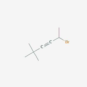 molecular formula C8H13Br B14462769 5-Bromo-2,2-dimethylhex-3-yne CAS No. 72343-39-6