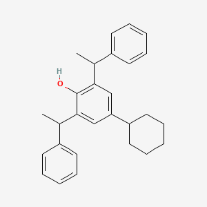 molecular formula C28H32O B14462772 Phenol, 4-cyclohexyl-2,6-bis(1-phenylethyl)- CAS No. 66345-13-9