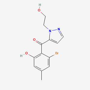 molecular formula C13H13BrN2O3 B1446279 (2-Bromo-6-hydroxy-4-methylphenyl)[1-(2-hydroxyethyl)-1H-pyrazol-5-yl]methanone CAS No. 1858256-80-0