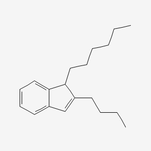molecular formula C19H28 B14462843 1H-Indene, 2-butyl-1-hexyl- CAS No. 66291-98-3