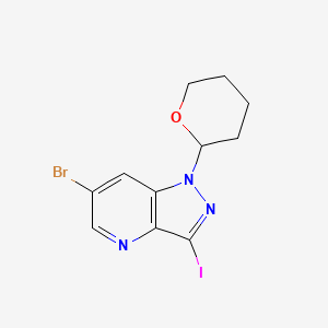 molecular formula C11H11BrIN3O B1446285 6-Bromo-3-iodo-1-(tetrahydro-2H-pyran-2-yl)-1H-pyrazolo[4,3-b]pyridine CAS No. 1416713-82-0