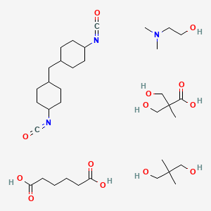 molecular formula C35H65N3O13 B14462851 2-(Dimethylamino)ethanol;2,2-dimethylpropane-1,3-diol;hexanedioic acid;3-hydroxy-2-(hydroxymethyl)-2-methylpropanoic acid;1-isocyanato-4-[(4-isocyanatocyclohexyl)methyl]cyclohexane CAS No. 72259-70-2