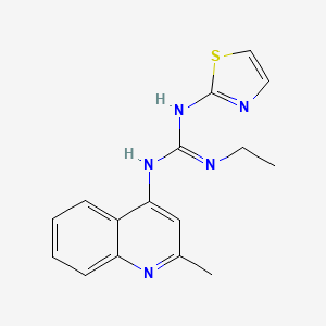 molecular formula C16H17N5S B14463031 Guanidine, 1-ethyl-2-(2-methyl-4-quinolyl)-3-(2-thiazolyl)- CAS No. 71080-10-9