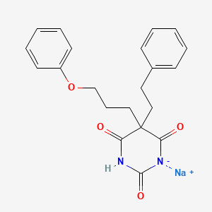 molecular formula C21H21N2NaO4 B14463078 5-Phenethyl-5-(3-phenoxypropyl)barbituric acid sodium salt CAS No. 66843-11-6