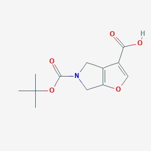 molecular formula C12H15NO5 B1446310 5-(tert-Butoxycarbonyl)-5,6-dihydro-4H-furo[2,3-c]pyrrole-3-carboxylic acid CAS No. 1445951-23-4