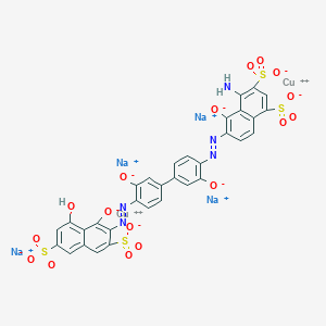 molecular formula C32H15Cu2N5Na4O17S4 B14463127 Cuprate(4-), (mu-(4-amino-6-((4'-((1-(hydroxy-kappaO)-8-hydroxy-3,6-disulfo-2-naphthalenyl)azo-kappaN1)-3,3'-di(hydroxy-kappaO)(1,1'-biphenyl)-4-yl)azo-kappaN1)-5-(hydroxy-kappaO)-1,3-naphthalenedisulfonato(8-)))di-, tetrasodium CAS No. 68140-34-1