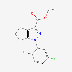 molecular formula C15H14ClFN2O2 B1446314 ethyl 1-(5-chloro-2-fluorophenyl)-1H,4H,5H,6H-cyclopenta[c]pyrazole-3-carboxylate CAS No. 1909309-82-5