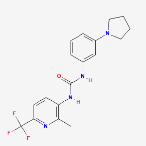 molecular formula C18H19F3N4O B1446315 N-[2-Methyl-6-(trifluoromethyl)pyridin-3-yl]-N'-(3-pyrrolidin-1-ylphenyl)urea CAS No. 1980064-08-1