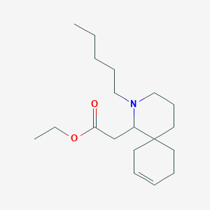 molecular formula C19H33NO2 B14463198 Ethyl (2-pentyl-2-azaspiro[5.5]undec-8-en-1-yl)acetate CAS No. 67626-20-4